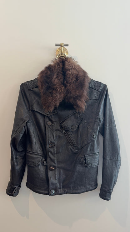 Ralph Lauren Waxed Jacket with Shearling Collar