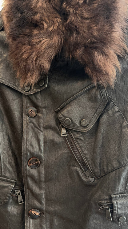 Ralph Lauren Waxed Jacket with Shearling Collar