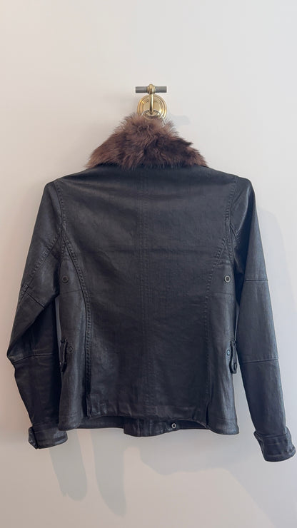 Ralph Lauren Waxed Jacket with Shearling Collar
