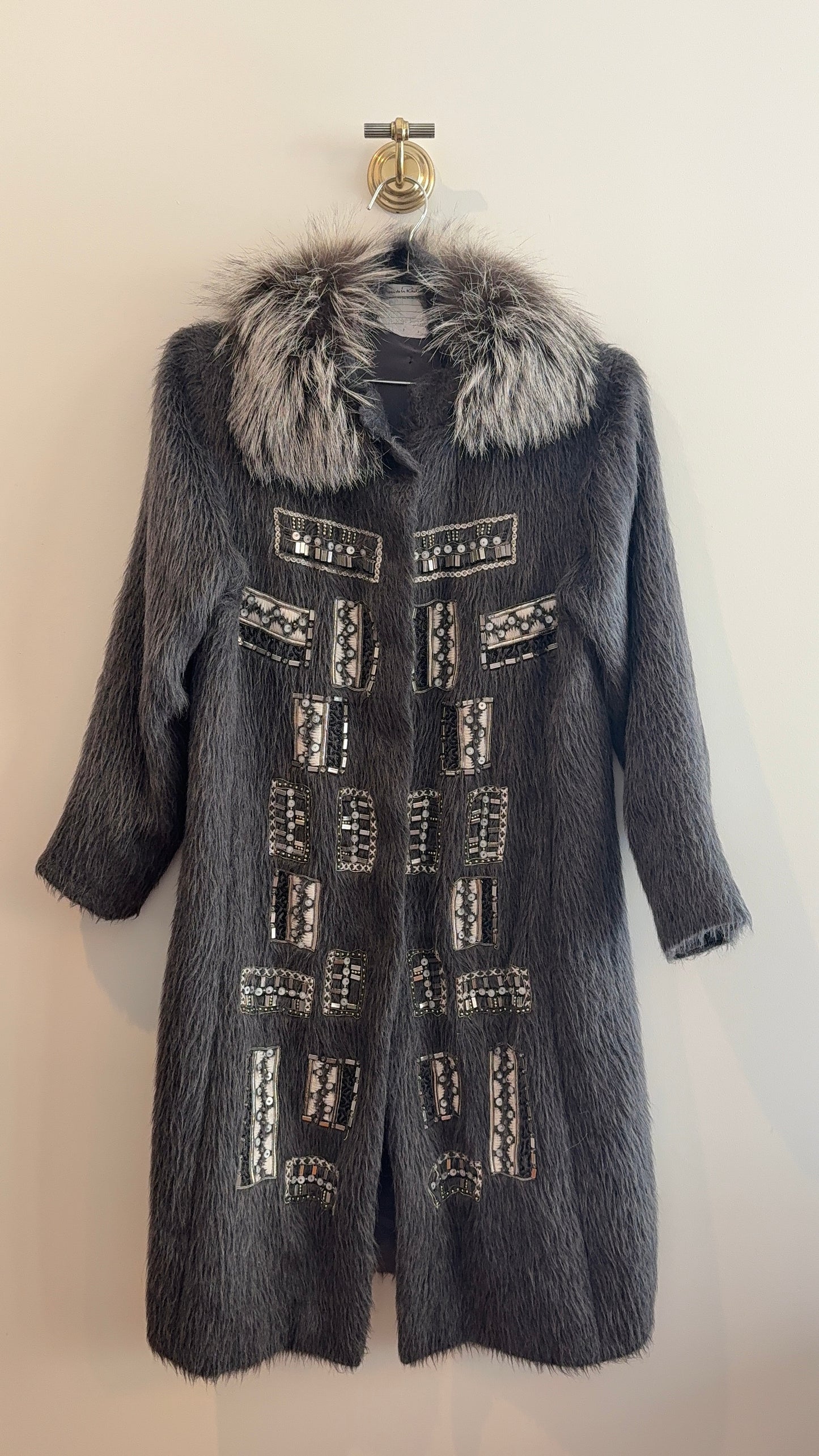 Oscar de la Renta Embellished Mohair Coat