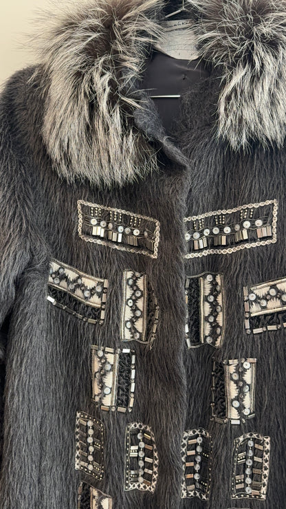 Oscar de la Renta Embellished Mohair Coat