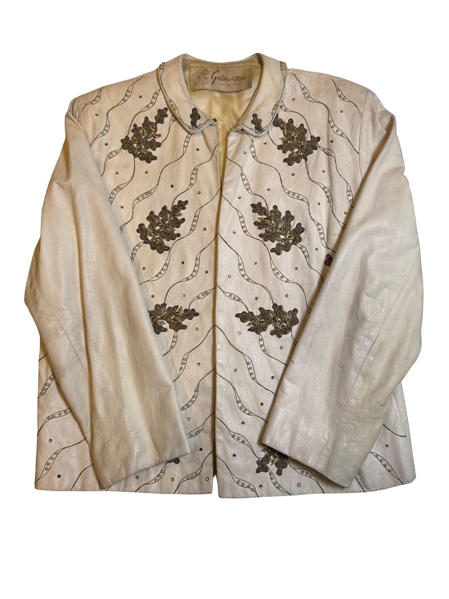 Leather embroidered jacket