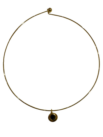 Retro Gold Tone Lucite Cabochon Pendant Necklace