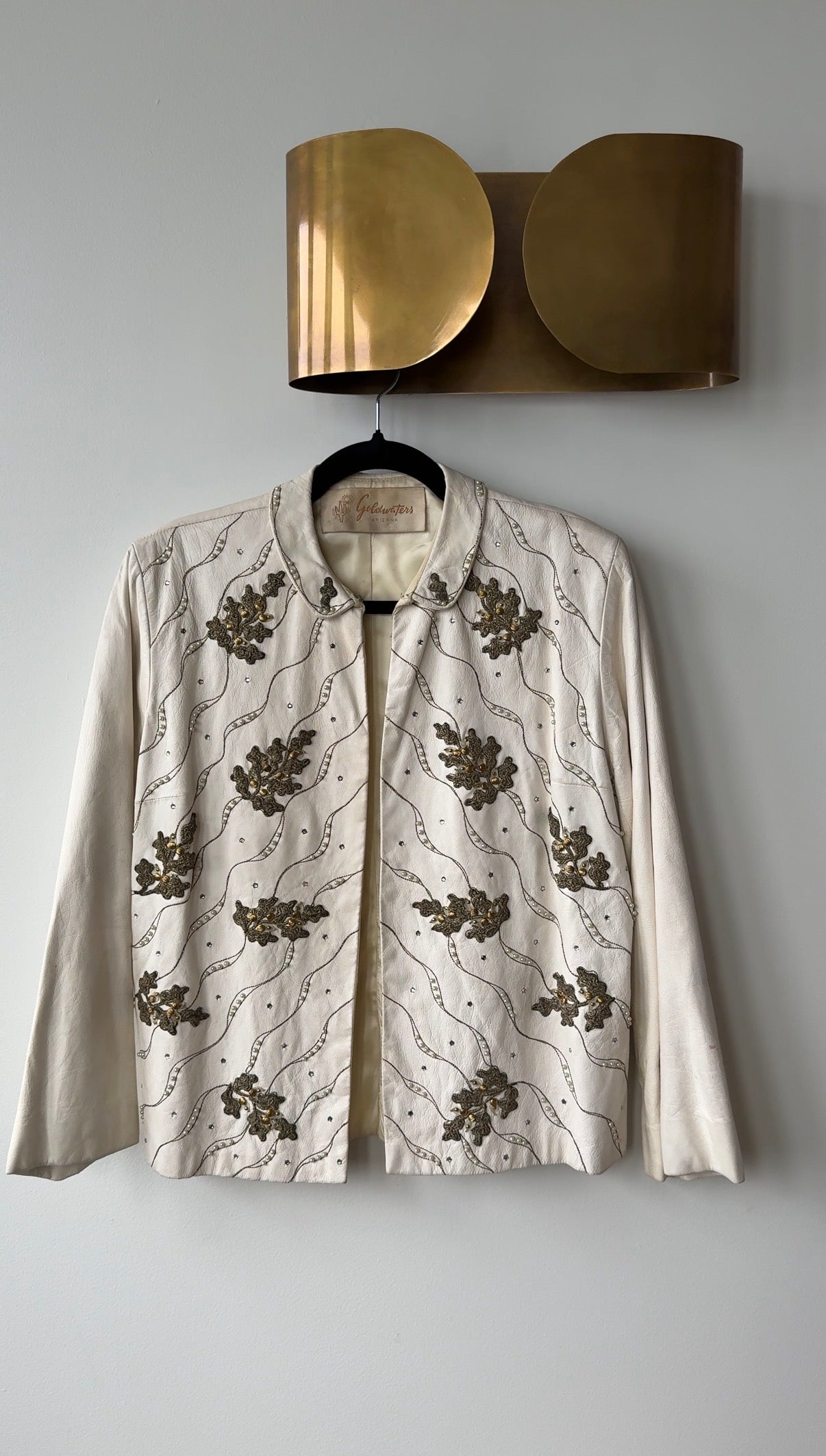 Leather embroidered jacket