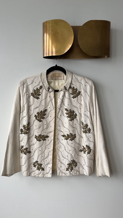 Leather embroidered jacket