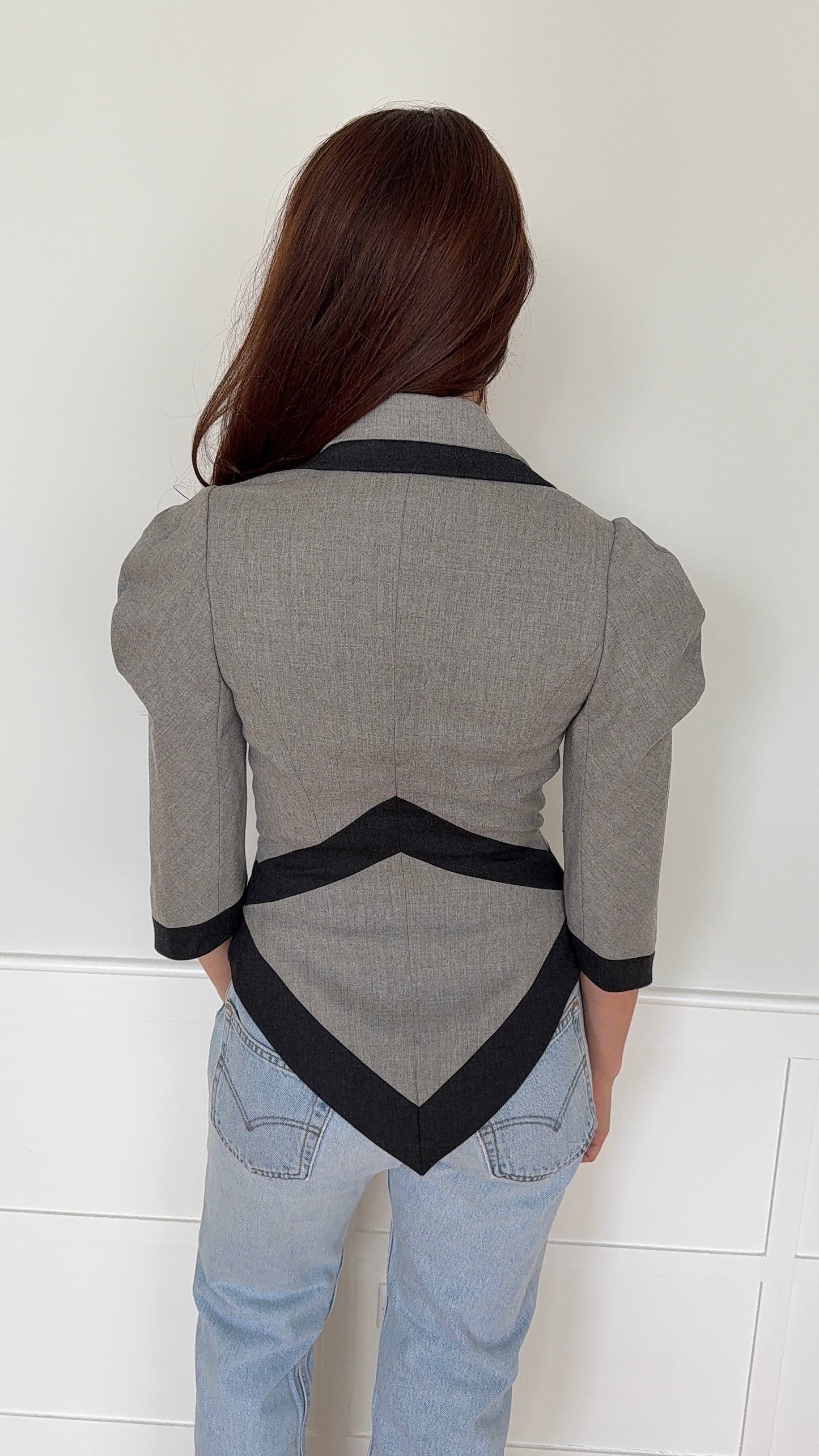 Vintage Grey Asymmetric Blazer
