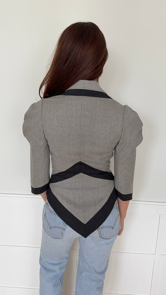 Vintage Grey Asymmetric Blazer