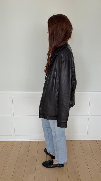 Ralph Lauren Brown Leather Bomber Jacket