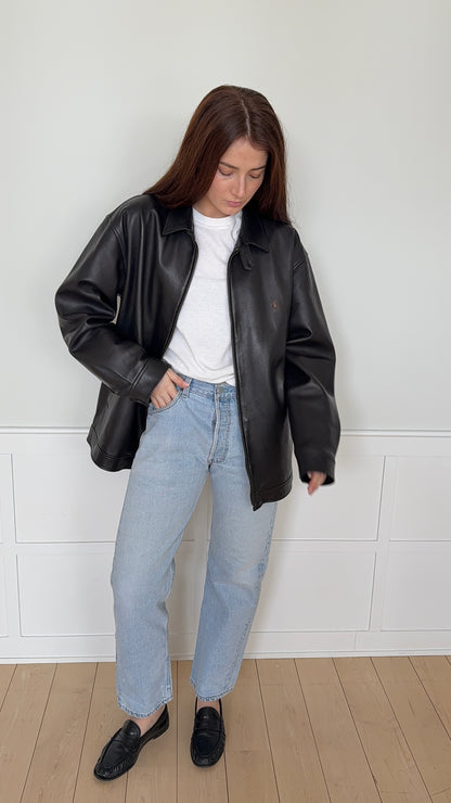 Ralph Lauren Brown Leather Bomber Jacket