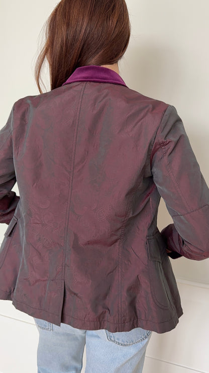 Etro Purple Paisley Cashmere Lined Interior Jacket