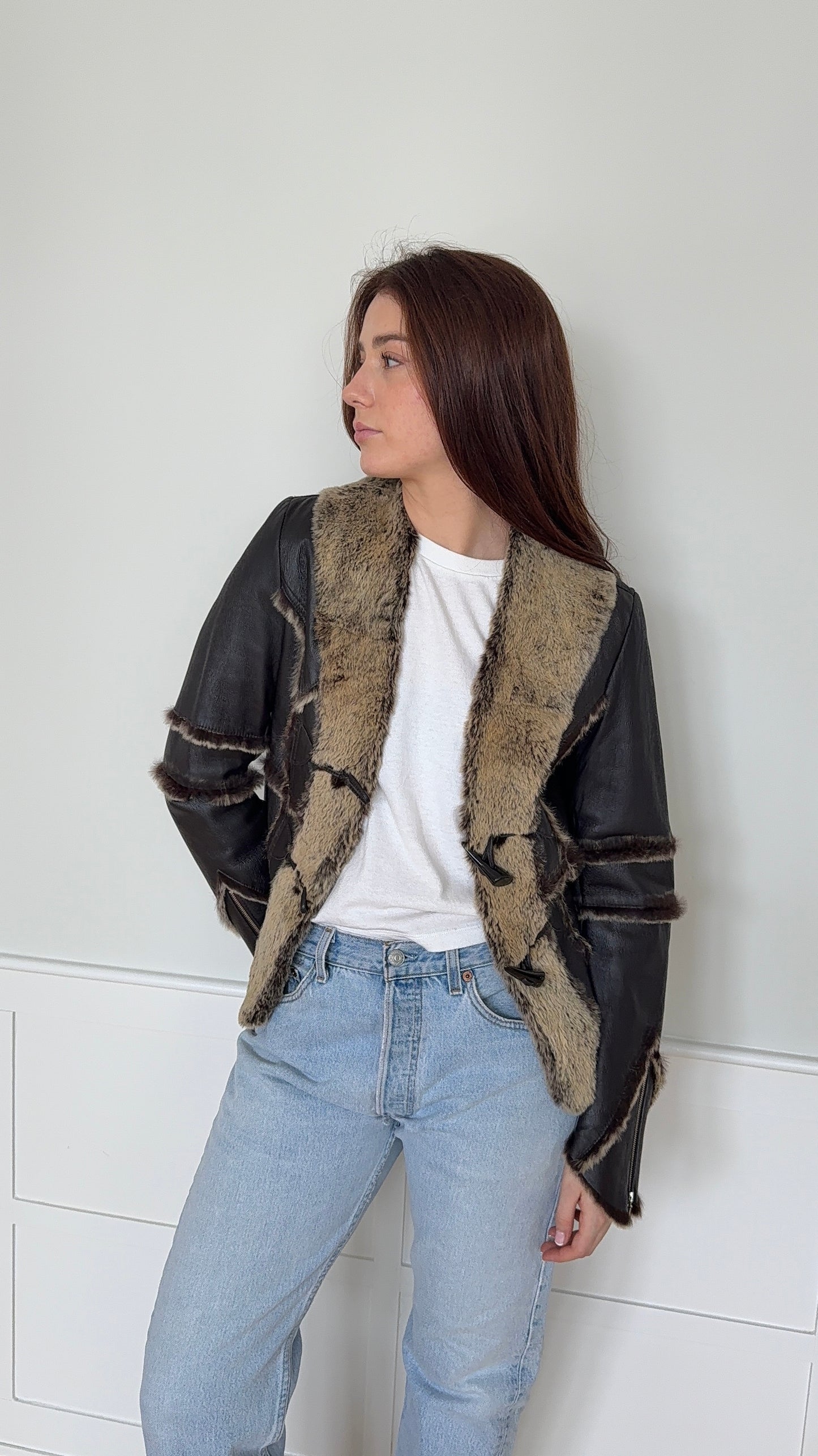 Leather and Rabbit Fur Jacket