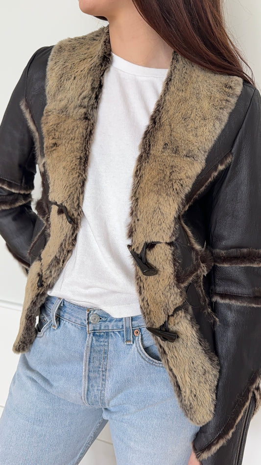 Leather and Rabbit Fur Jacket