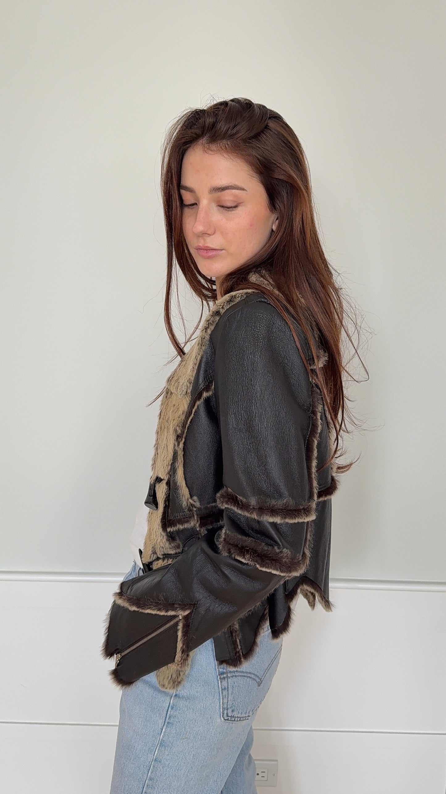 Leather and Rabbit Fur Jacket