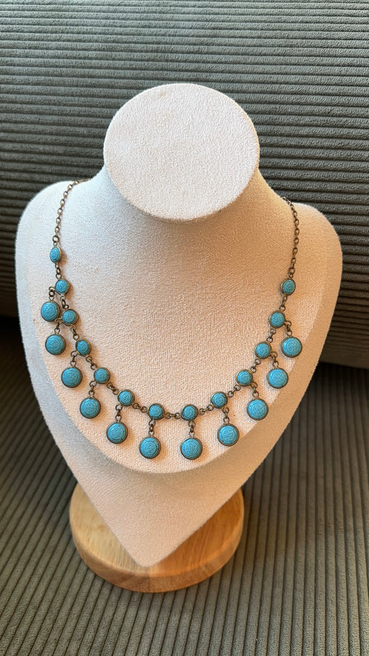 Turquoise Glass Drop Necklace