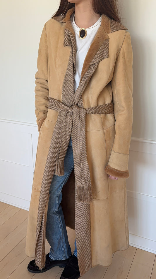 Emanuel Ungaro Long Shearling Belted Coat