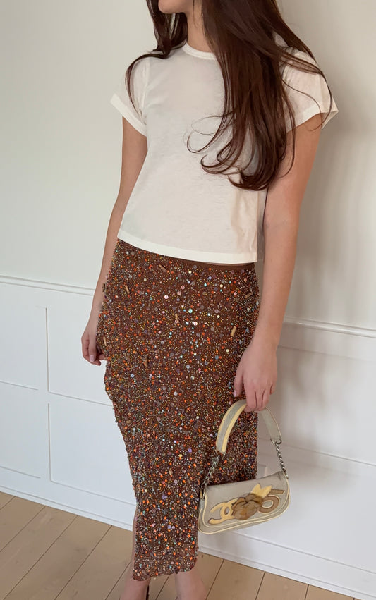 Beaded Asymmetric Skirt
