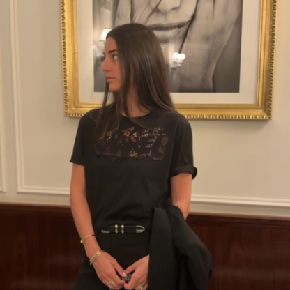 Chanel T-Shirt with Lace Logo Insert