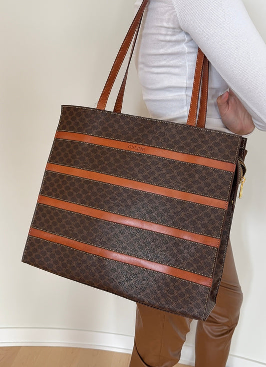 Celine Macadam Leather Tote Bag