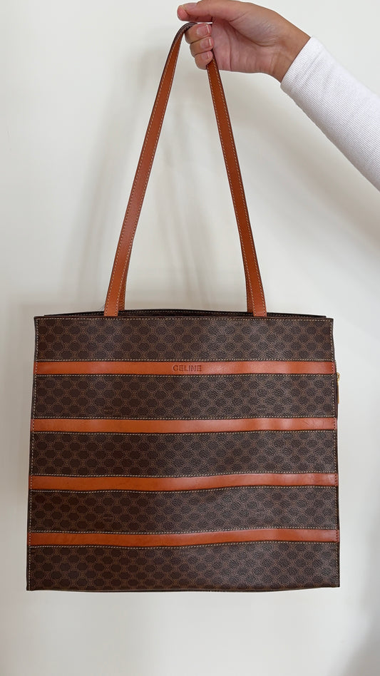 Celine Macadam Leather Tote Bag