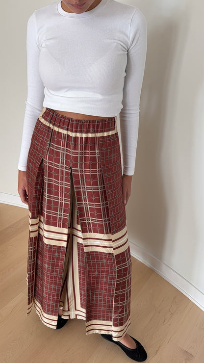 Gucci Wide Leg Silk Pleated Pants