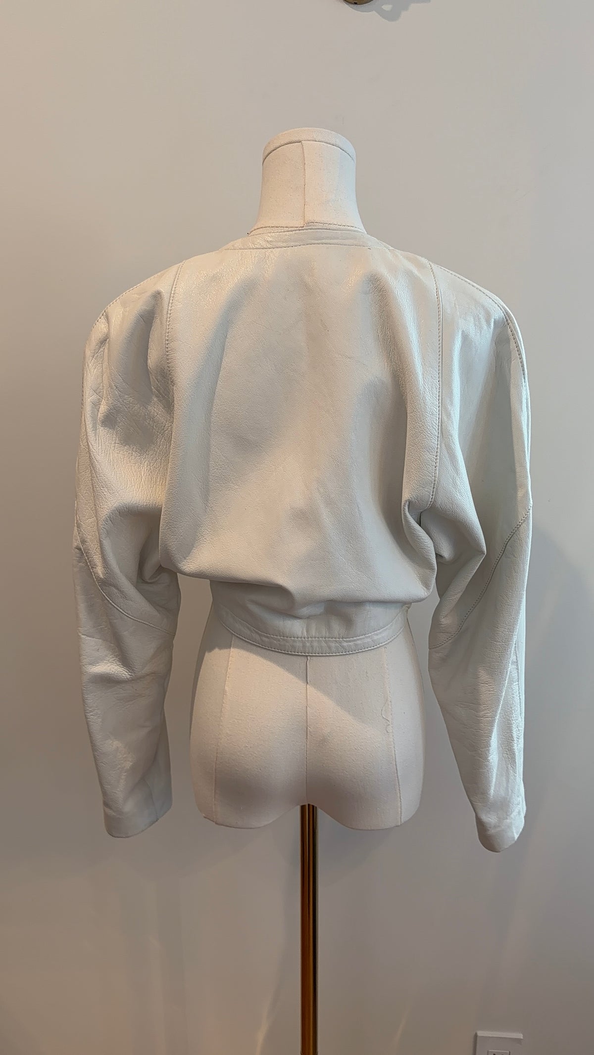 White Leather Cropped Jacket