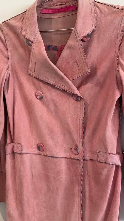 Emanuel Ungaro Pink Suede Trench Coat