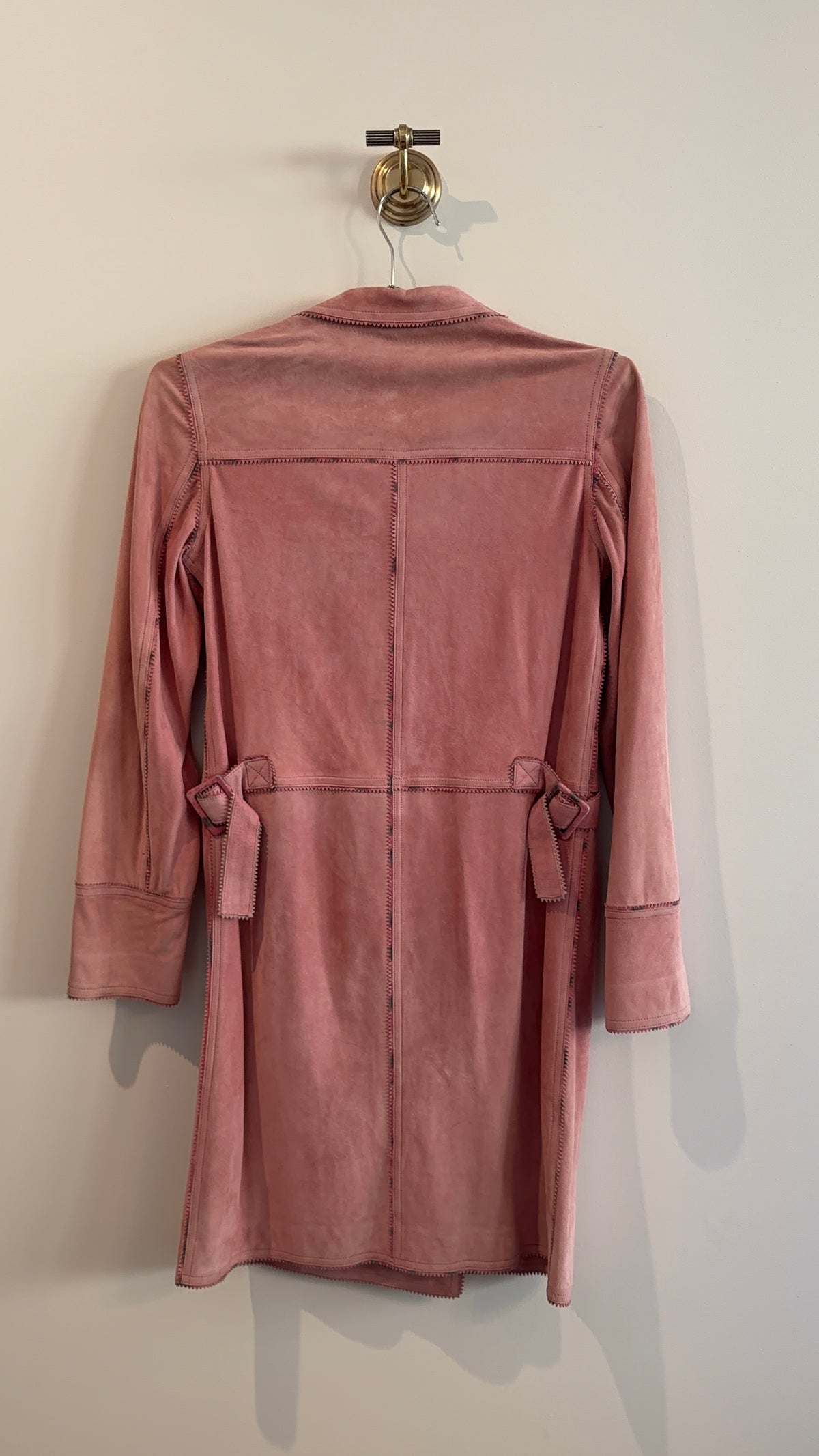 Emanuel Ungaro Pink Suede Trench Coat