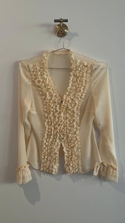 Vintage Sheer Ruffle Blouse