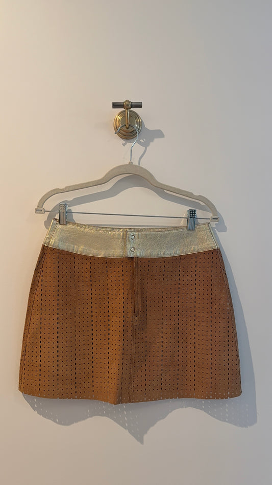 Dolce & Gabbana Suede Skirt with Gold Waistband