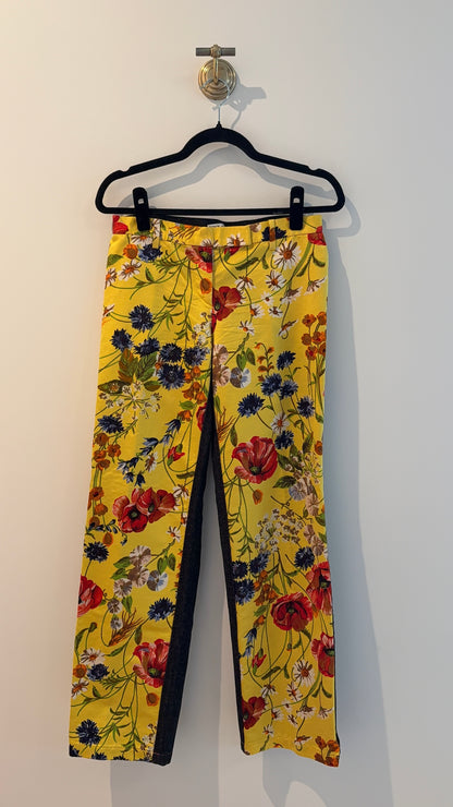 Dolce & Gabbana Floral Silk and Denim Pants