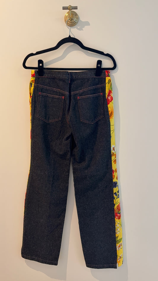 Dolce & Gabbana Floral Silk and Denim Pants