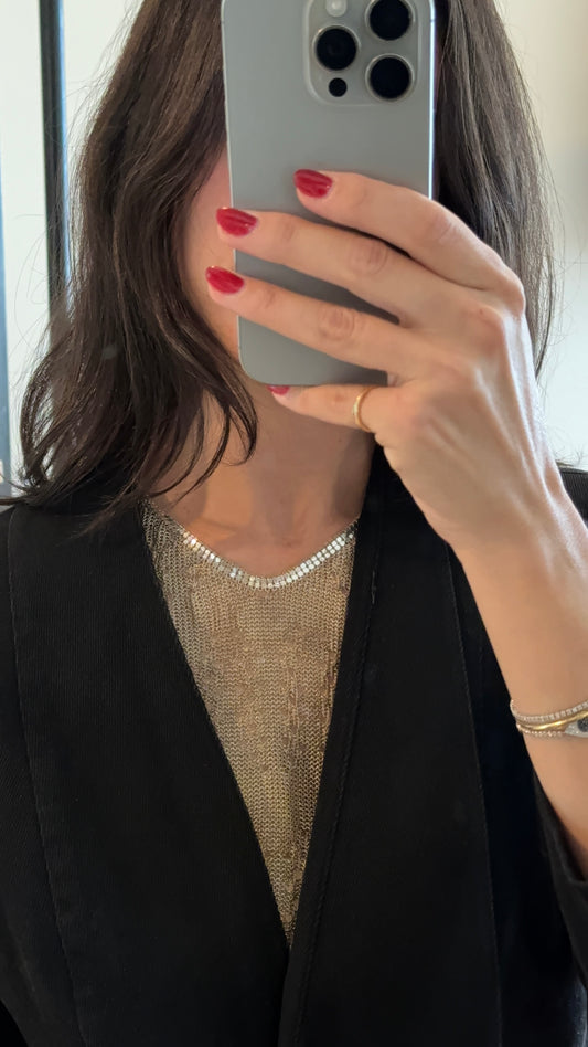 Silver Mesh Bib Necklace