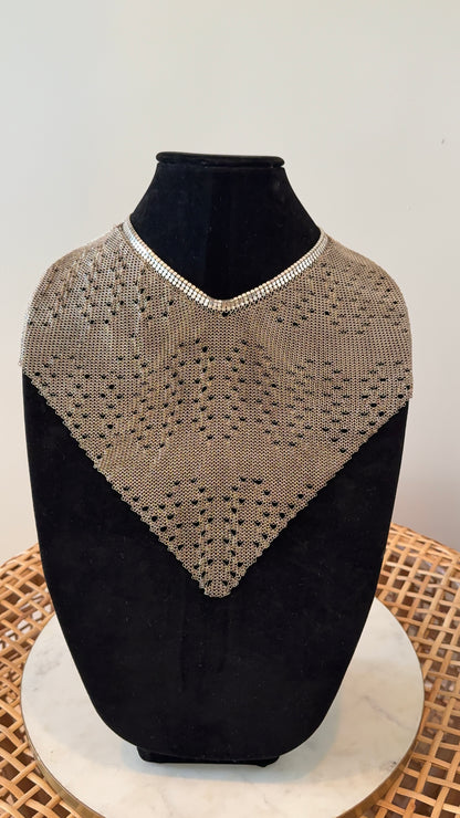 Silver Mesh Bib Necklace