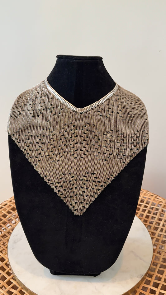 Silver Mesh Bib Necklace