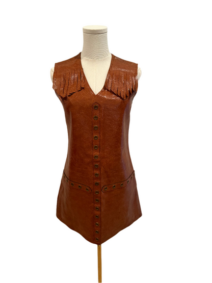 Brown Leather Mini Dress