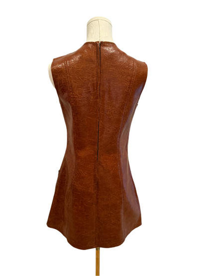 Brown Leather Mini Dress