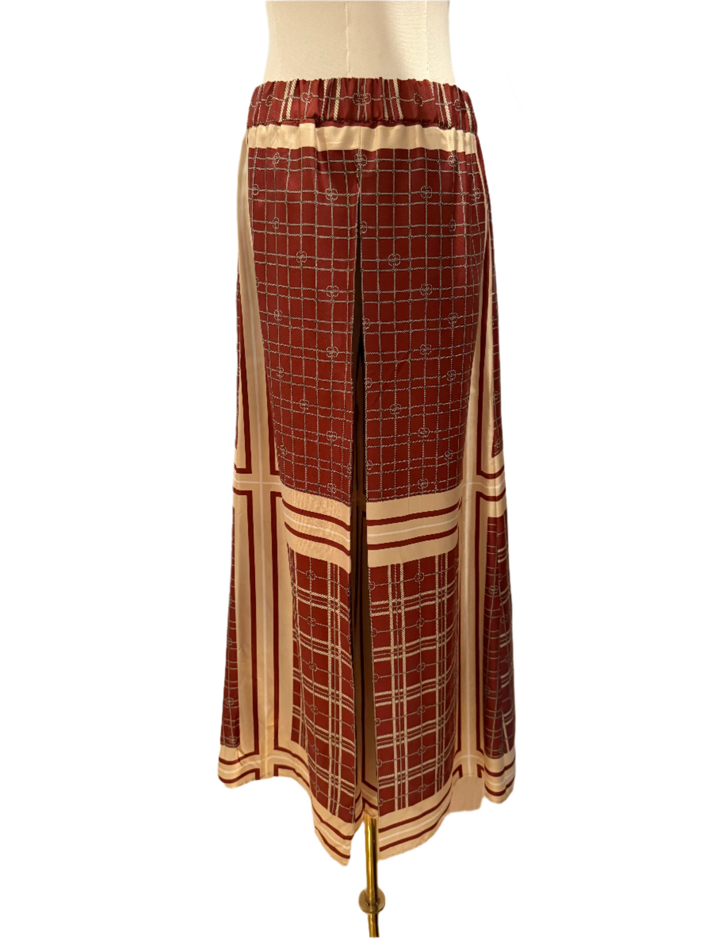 Gucci Wide Leg Silk Pleated Pants