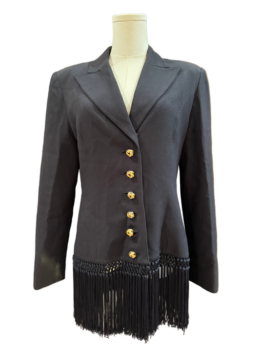 Valentino Navy Fringe Blazer