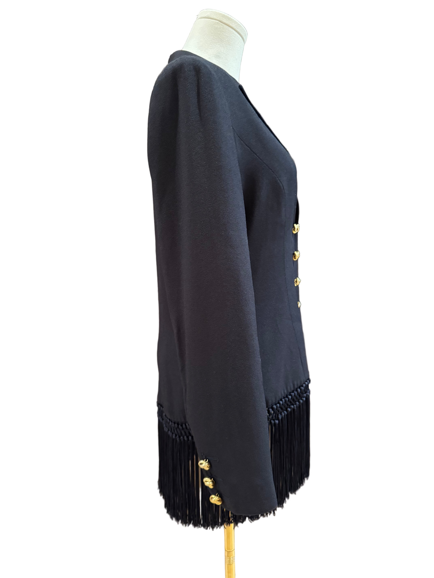 Valentino Navy Fringe Blazer