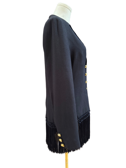 Valentino Navy Fringe Blazer