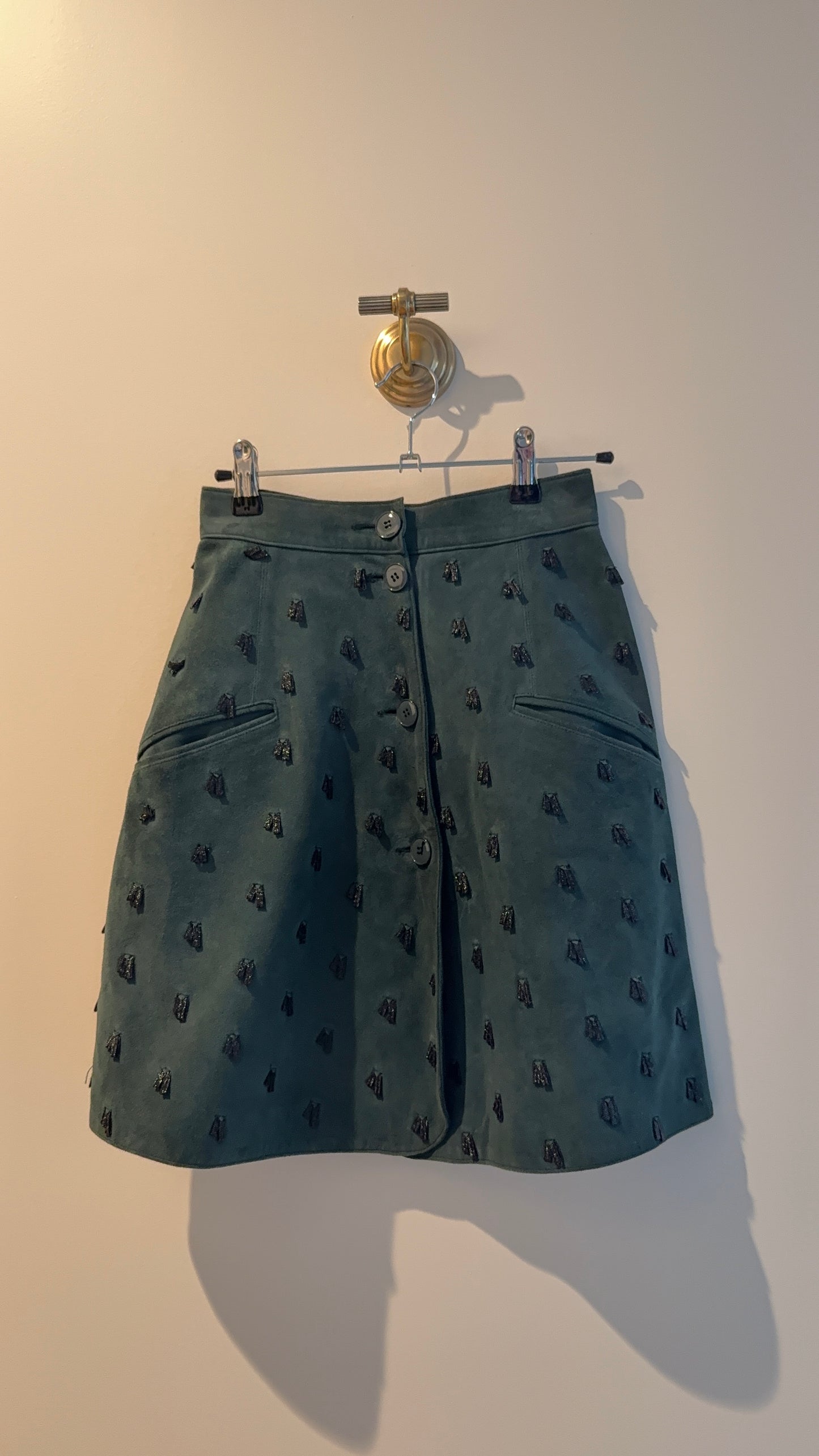 Alaia Suede Embellished Skirt