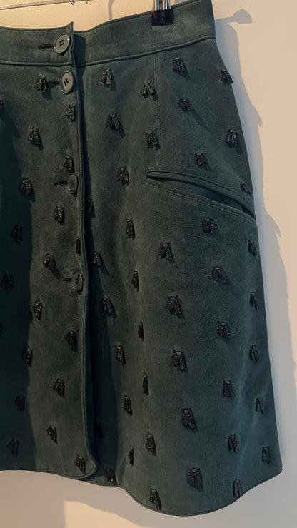 Alaia Suede Embellished Skirt