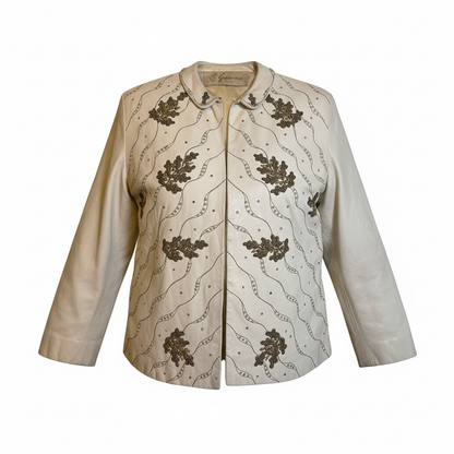 Leather embroidered jacket