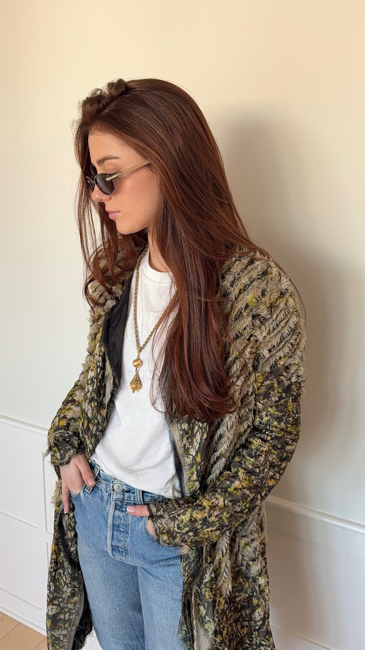 Bottega Veneta Green Patterned Silk Jacket