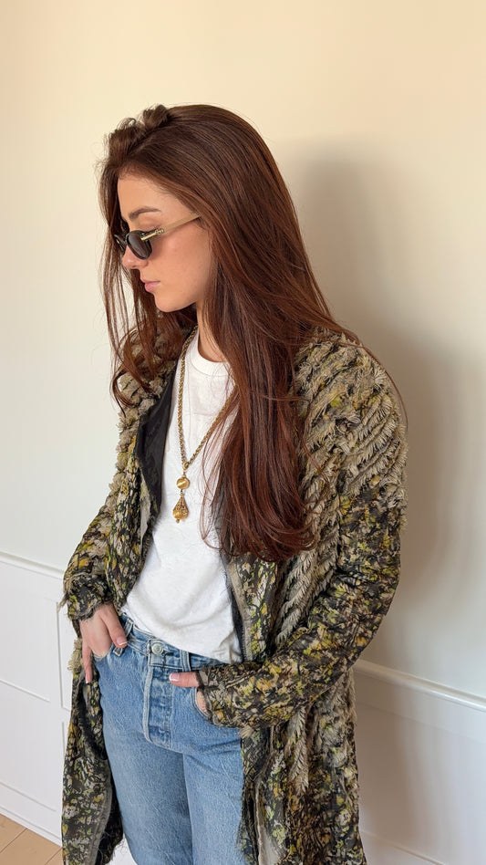 Bottega Veneta Green Patterned Silk Jacket