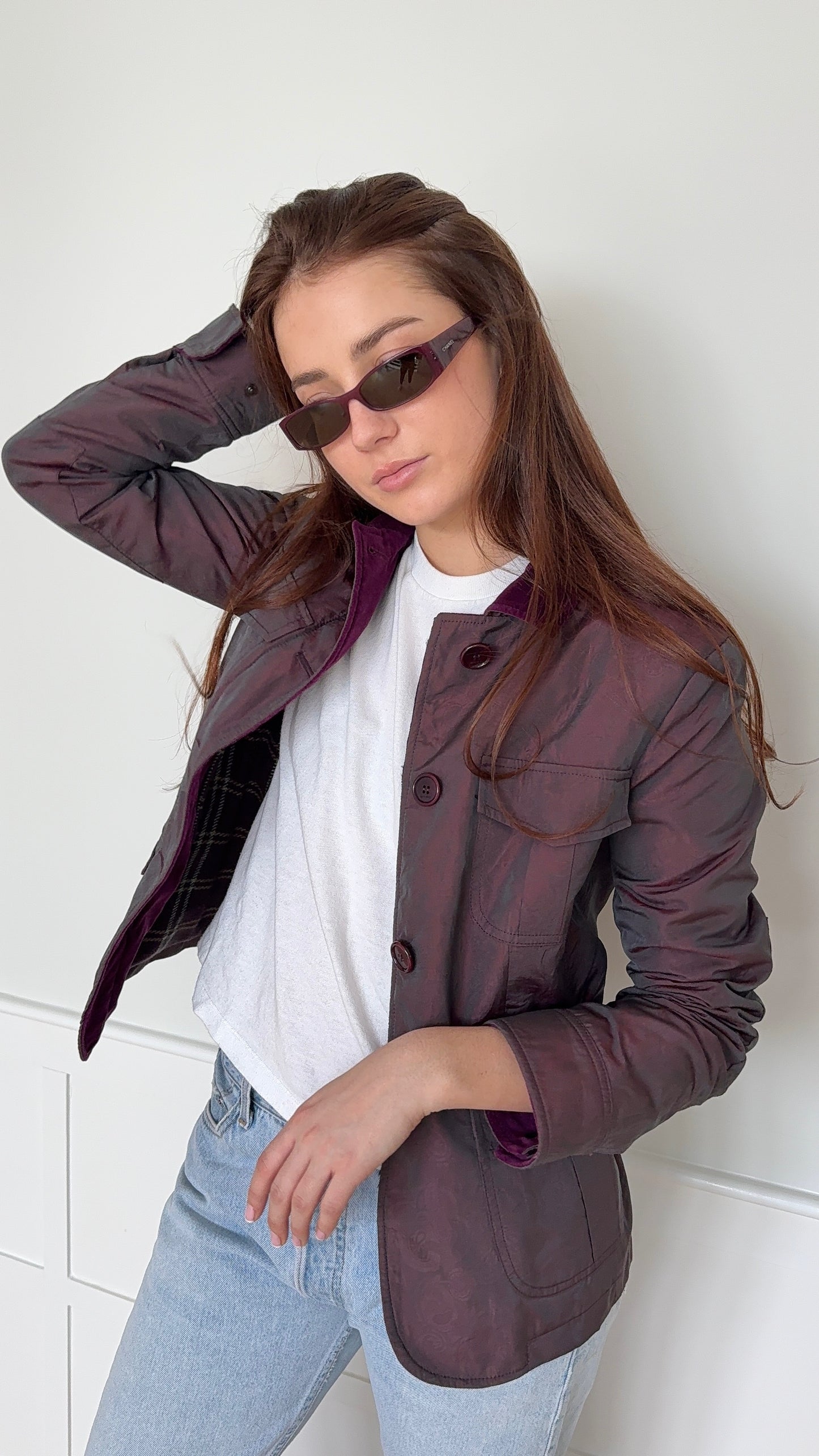 Etro Purple Paisley Cashmere Lined Interior Jacket