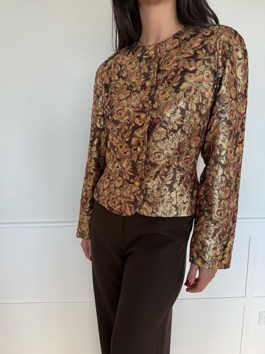 Gold Floral Jacquard Jacket
