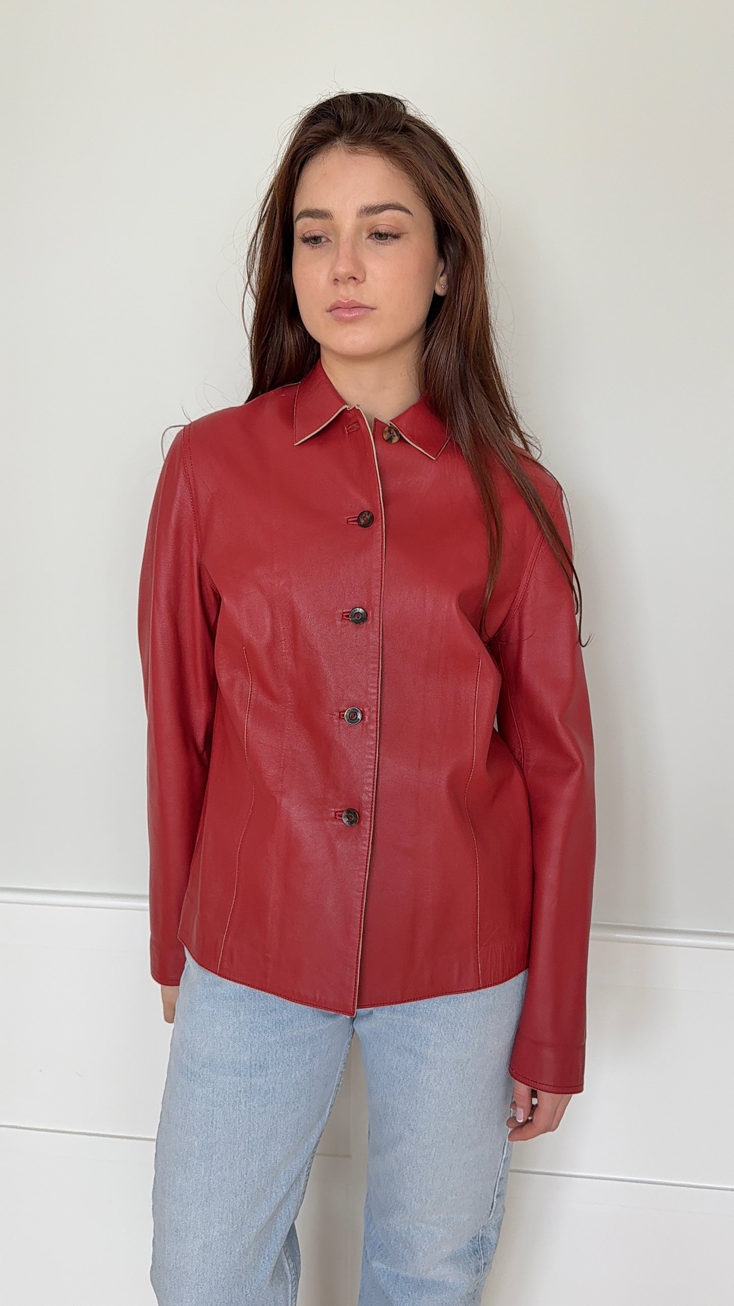 Loro Piana Leather Button Up