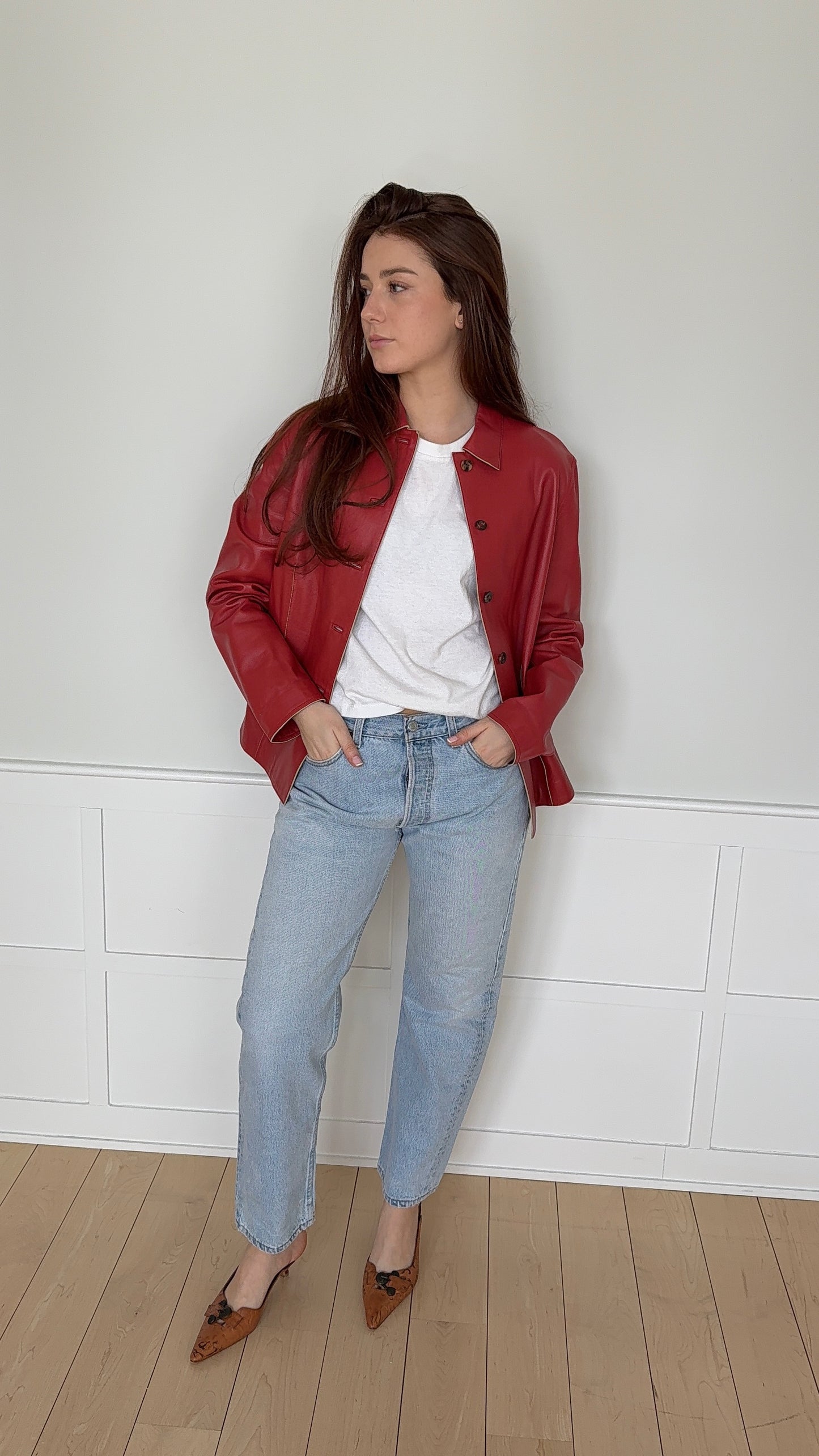 Loro Piana Leather Button Up