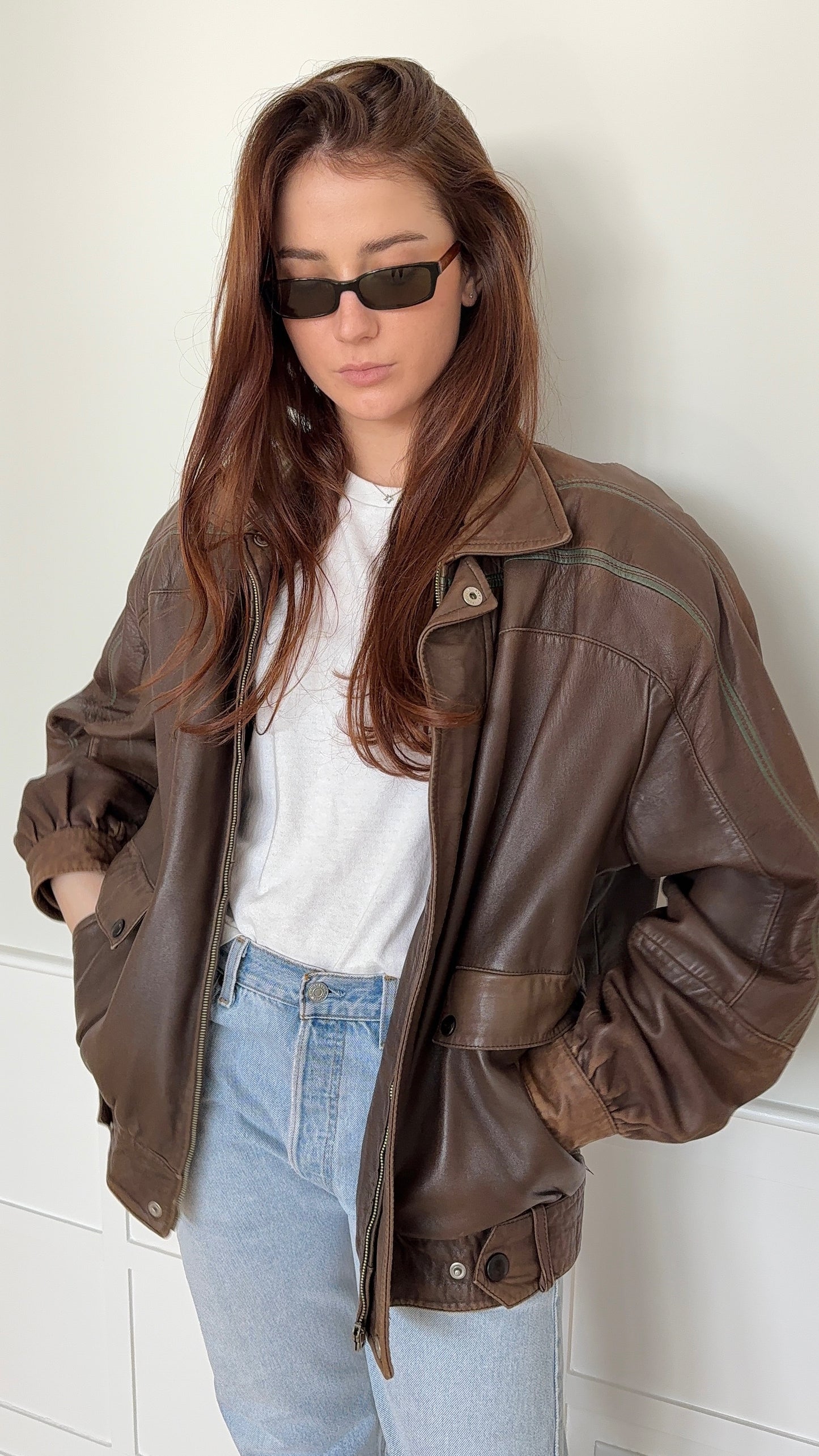 Valentino Brown Leather Bomber